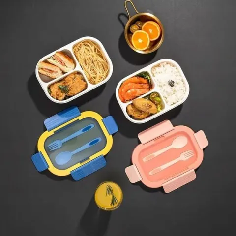 ŚNIADANIÓWKA LUNCHBOX 3 PRZEGRÓDKI SZTUĆCE LUNCH BOX POJEMNIK ŚNIADANIE