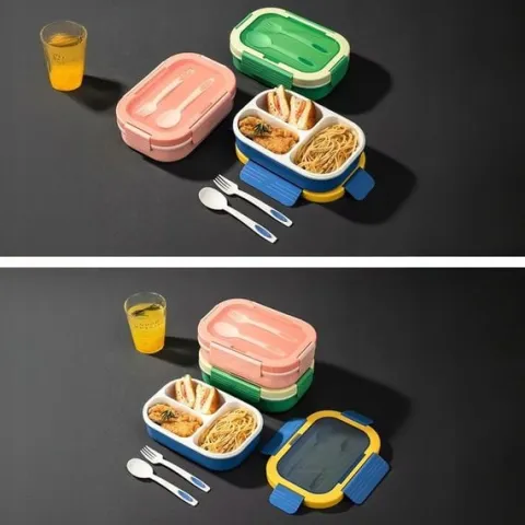 ŚNIADANIÓWKA LUNCHBOX 3 PRZEGRÓDKI SZTUĆCE LUNCH BOX POJEMNIK ŚNIADANIE