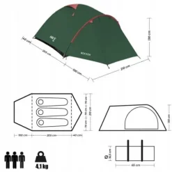 NILS CAMP ZIELONY NAMIOT KEMPINGOWY 3-OSOBOWY ROCKER