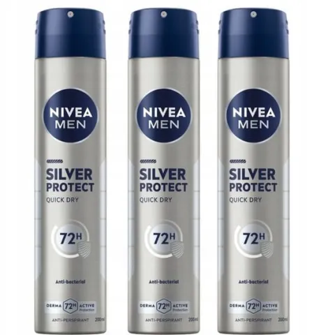 NIVEA MEN Silver Protect Antyperspirant męski w sprayu dezodorant 200ml x3
