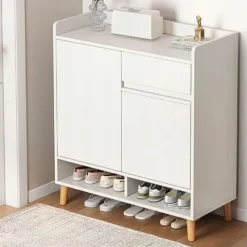 Nowoczesna szafka na buty z szufladą pojemna biała