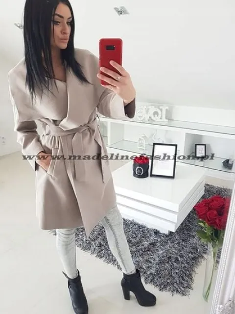 NOWOCZESNY PŁASZCZ FLAUSZ S M L XL FLAUSZOWY KOLOR
