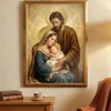 Obraz Święta Rodzina w Złotej Drewnianej Ramie Duży 50x70 Prezent na Ślub