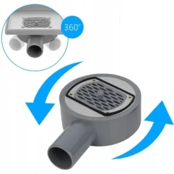 ODPŁYW LINIOWY KWADRATOWY 15x15 CM INOX OBROTOWY NISKI SYFON 360 DL07 FIX