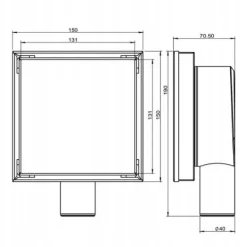 ODPŁYW LINIOWY KWADRATOWY 15x15 CM INOX OBROTOWY NISKI SYFON 360 DL07 FIX
