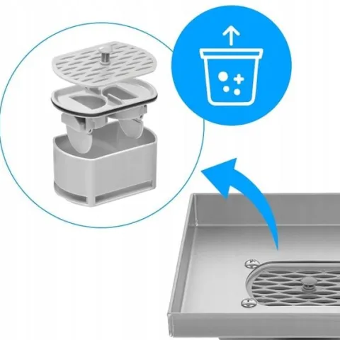 ODPŁYW LINIOWY KWADRATOWY 15x15 CM INOX OBROTOWY NISKI SYFON 360 DL07 FIX