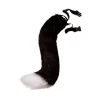 Ogon puchaty czarno biały kota futrzany na pasku 42cm dł. cosplay anime rekwizyt strój karnawałowy
