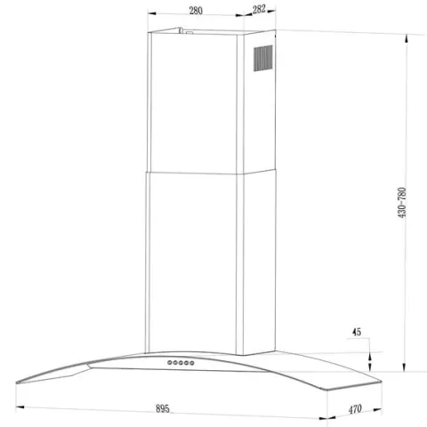 Okap kuchenny kominowy 90 cm Berdsen BT-223 INOX