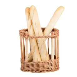 Okrągły wiklinowy kosz na bagietki kosz na ladę kosz na pieczywo Ø30 H30 cm