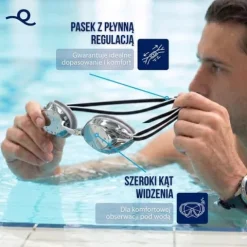Okularki, gogle do wody z powłoką przeciw parowaniu zestaw zatyczki do uszu i nosa okulary na basen