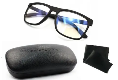 OKULARY DO KOMPUTERA Z FILTREM BLUE LIGHT ZERÓWKI Męskie Etui Ściereczka