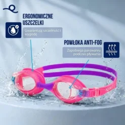 Okulary do pływania dla dzieci na basen okularki pływackie anti-fog gogle z zatyczkami