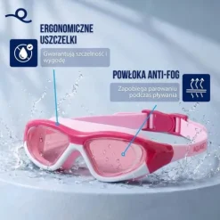 Okulary do pływania dla dzieci na basen okularki pływackie anti-fog gogle z etui, zatyczkami