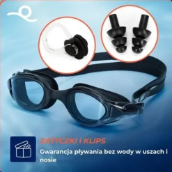Okulary do pływania na basen okularki pływackie anti-fog UV gogle z etui i zatyczkami