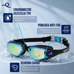 Okulary do pływania na basen UV okularki pływackie Anti-fog z etui i zatyczkami