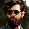 Okulary lenonki Steampunk okrągłe RETRO ray lenon O17_CZARNY