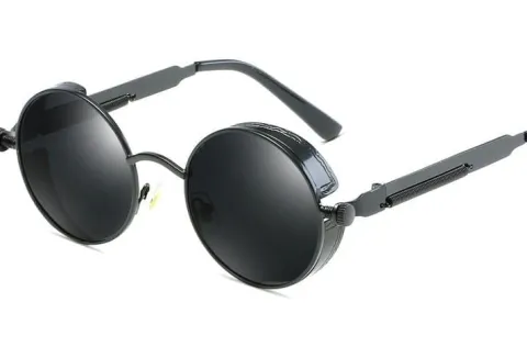Okulary lenonki Steampunk okrągłe RETRO ray lenon O17_CZARNY
