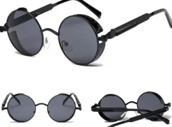 Okulary lenonki Steampunk okrągłe RETRO ray lenon O17_CZARNY
