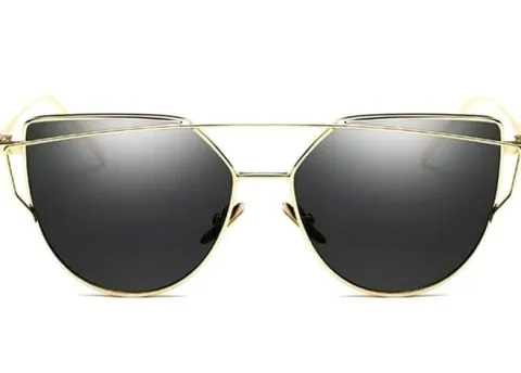OKULARY LUSTRZANKI GLAM ROCK KOCIE OKO CAT EYE BLACK O7_Czarne