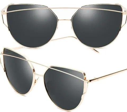 OKULARY LUSTRZANKI GLAM ROCK KOCIE OKO CAT EYE BLACK O7_Czarne