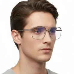 Okulary pilotki zerówki z filtrem Blue Light 25177E szary/srebrny