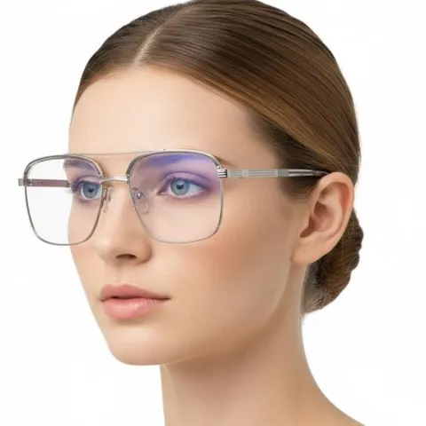 Okulary pilotki zerówki z filtrem Blue Light 25177E szary/srebrny