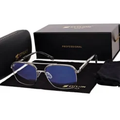 Okulary pilotki zerówki z filtrem Blue Light 25177E szary/srebrny