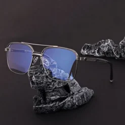Okulary pilotki zerówki z filtrem Blue Light 25177E szary/srebrny