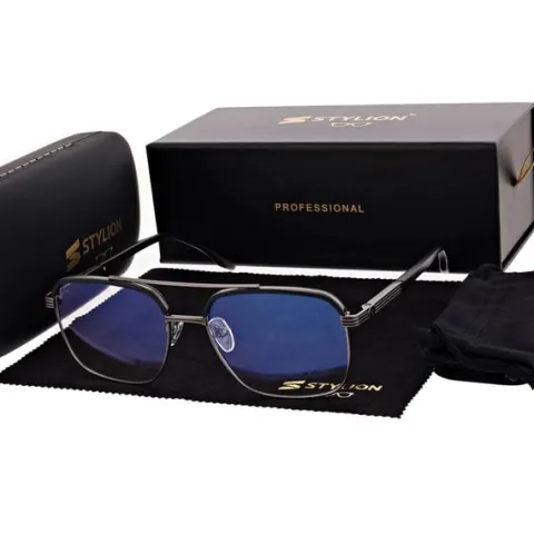 Okulary pilotki zerówki z filtrem Blue Light 25177A czarny/grafit