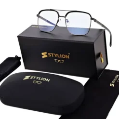 Okulary pilotki zerówki z filtrem Blue Light 25177A czarny/grafit