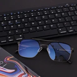 Okulary pilotki zerówki z filtrem Blue Light 25177A czarny/grafit