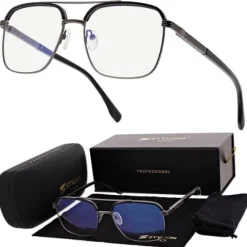 Okulary pilotki zerówki z filtrem Blue Light 25177A czarny/grafit