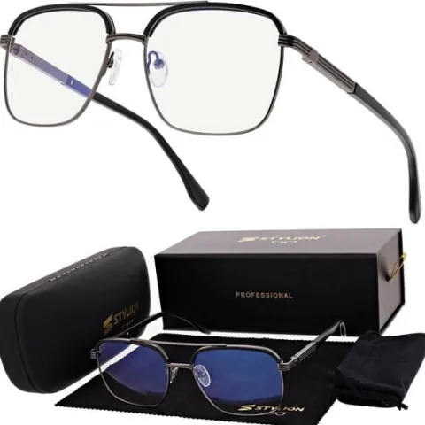 Okulary pilotki zerówki z filtrem Blue Light 25177A czarny/grafit