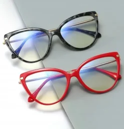 OKULARY ZERÓWKI Z FILTREM BLUE LIGHT DO KOMPUTERA OCHRONNE DAMSKIE KOCIE +