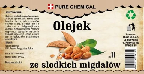 OLEJ MIGDAŁOWY ZE SŁODKICH MIGDAŁÓW 1 litr