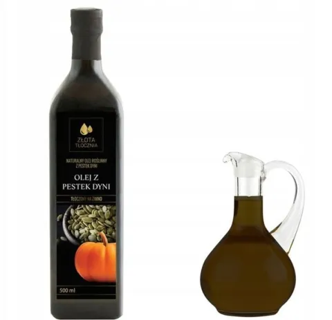 Olej z pestek dyni 500ml zimnotłoczony 100% świeży z polskich pestek