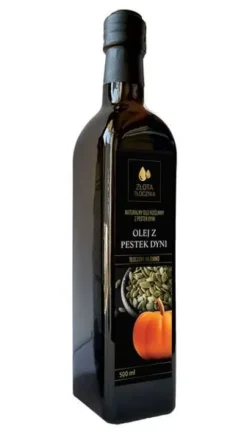 Olej z pestek dyni 500ml zimnotłoczony 100% świeży z polskich pestek