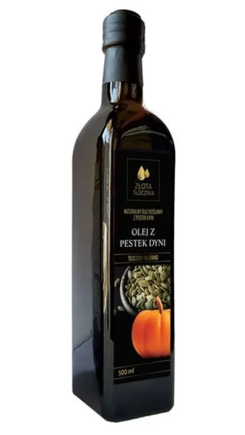Olej z pestek dyni 500ml zimnotłoczony 100% świeży z polskich pestek