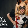 Opaska kocie uszy futrzane różowe z białymi środkami miękkie strój bal karnawałowy cosplay
