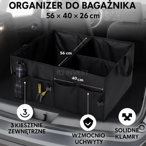 ORGANIZER SAMOCHODOWY CZARNY NARZĘDZIÓWKA BOX PUDŁO DO BAGAŻNIKA