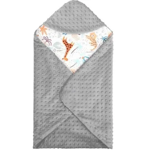 Otulacz dla niemowląt do fotelika, nosidełka, 77x77cm dwustronny kocyk z kapturem