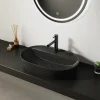 Owalna umywalka nablatowa ceramiczna biała 60 cm