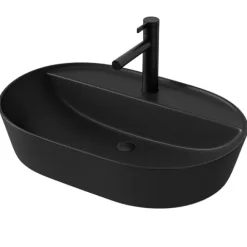 Owalna umywalka nablatowa ceramiczna biała 60 cm
