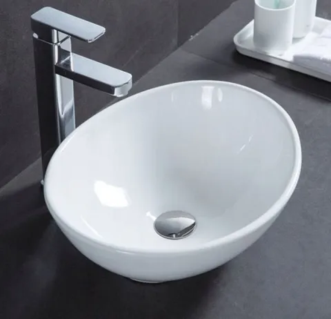 OWALNA UMYWALKA NABLATOWA CERAMICZNA STAWIANA BIAŁA OWAL REBIKO