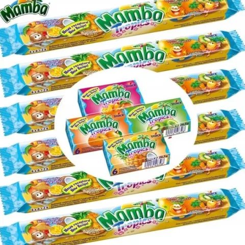 Pakiet Guma Rozpuszczalna MAMBA Tropics Pasek 6x106 g