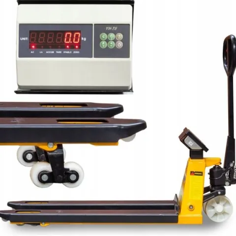 PALECIAK WÓZEK PALETOWY Z DOKŁADNĄ WAGĄ CYFROWĄ 2500kg 1150mm POWYSTAWOWY