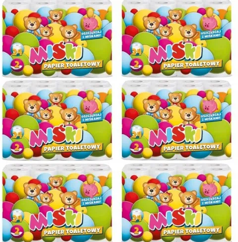 Papier toaletowy 24R MIŚKI 2W MIX - 144 Rolki