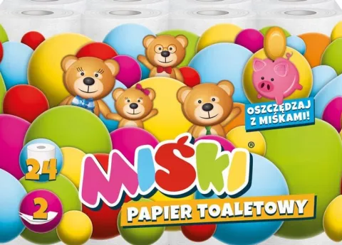 Papier toaletowy 24R MIŚKI 2W MIX - 144 Rolki