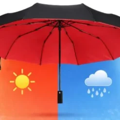 PARASOL AUTOMATYCZNY DWUWARSTWOWY DUŻY WODOODPORNY SKŁADANY CZERWONY XL