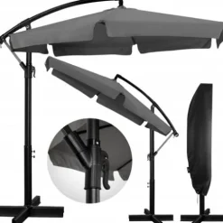 PARASOL OGRODOWY DUŻY SKŁADANY Z WYSIĘGNIKIEM FALBANĄ SOLIDNY 350cm SOLIDNY